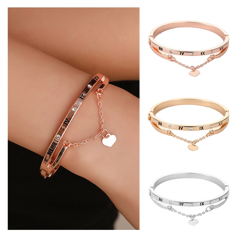 Vòng Đeo Tay Bằng Thép Không Gỉ Đính Chữ Số La Mã Thời Trang Sang Trọng