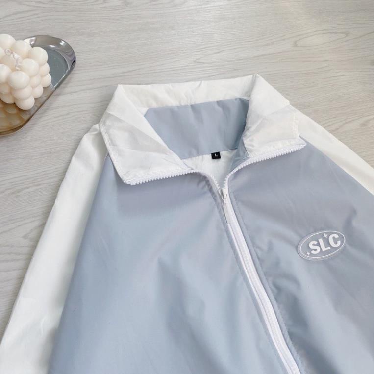 Áo Khoác Gió Bomber Chữ SLC Dáng Rộng Phối Màu Nam Nữ Unisex Uzzlang