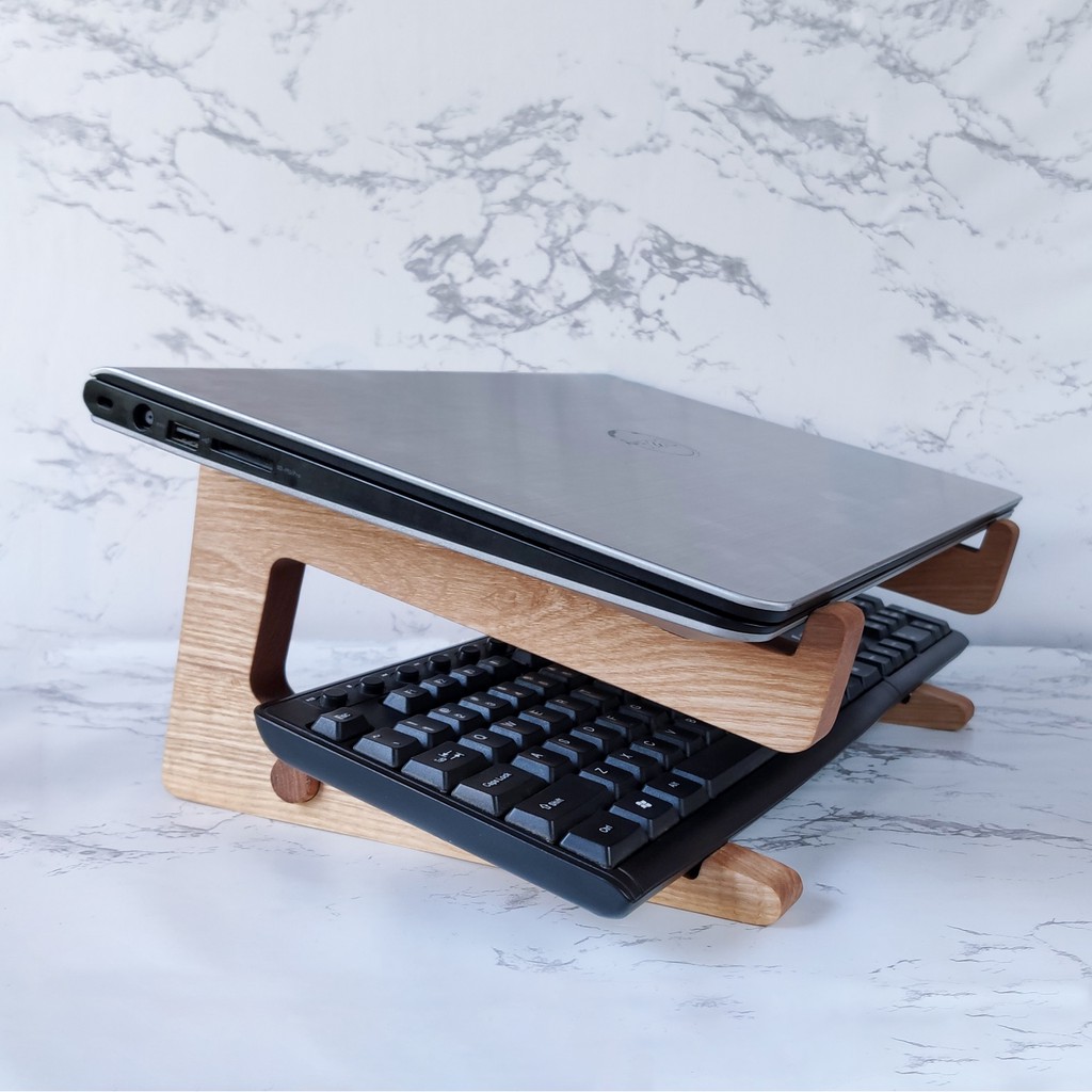 KỆ/GIÁ ĐỠ CHO LAPTOP/MACBOOK 2 TẦNG ĐA NĂNG TỪ GỖ DECOR TỰ NHIÊN (LOẠI CAO)