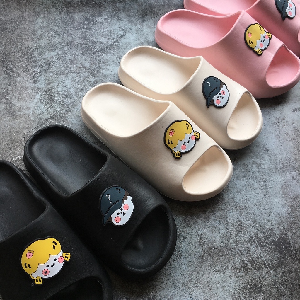 Dép bánh mì nữ 🔥 FREESHIP🔥 Dép quai ngang hình mặt trai gái đế cao 3cm siêu êm