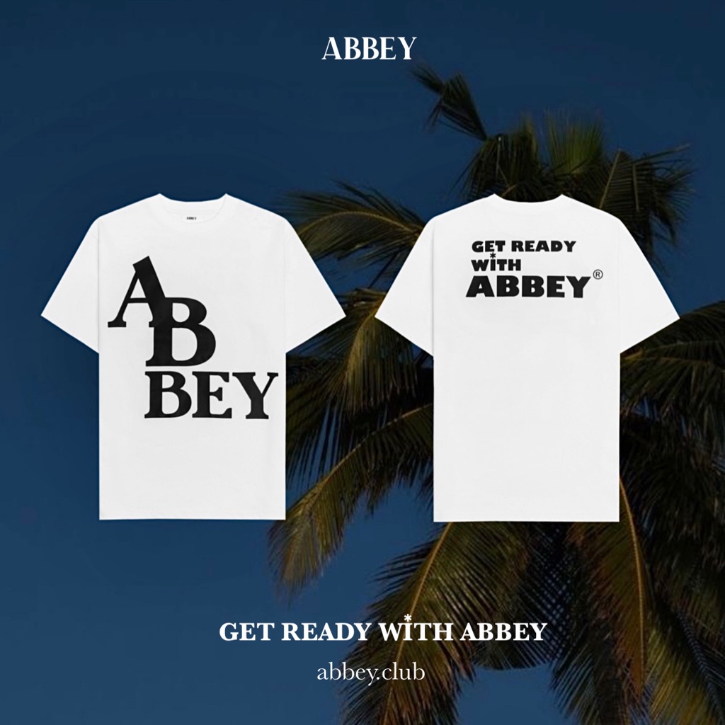 Áo thun " ABBEY " Nam nữ -  Basic / White / Form rộng