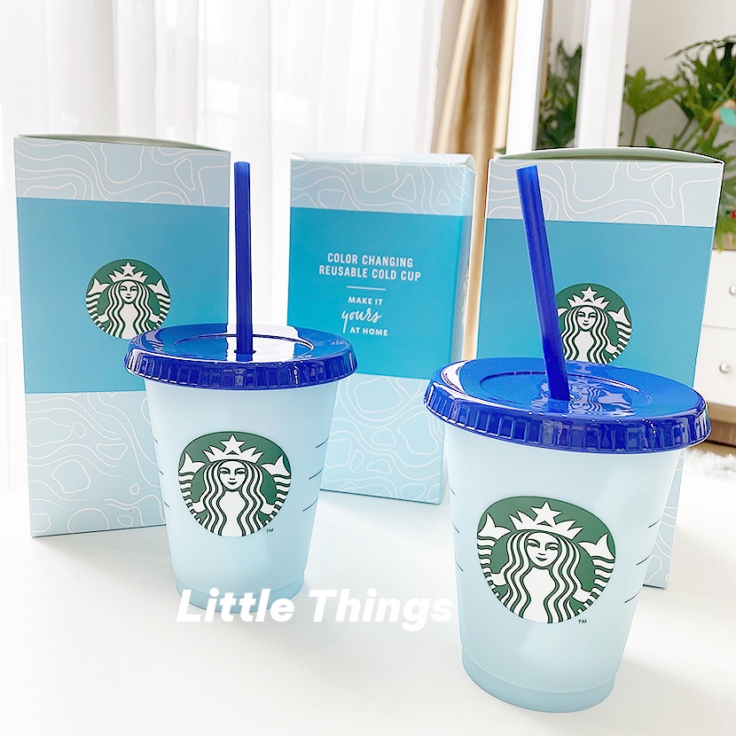 Cốc nhựa đổi màu chính hãng Starbucks Hàn Quốc, 473ml