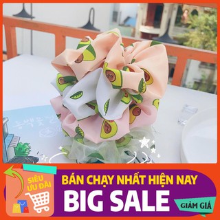 [HP88]  Dây cột tóc vải scrunchies quả bơ, đồ buộc tóc crunchies avocado phụ kiện tóc HG2810