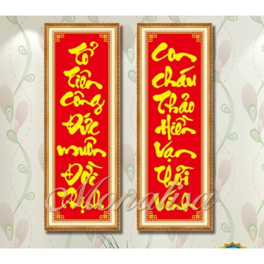 TRANH ĐÍNH ĐÁ CÂU ĐỐI ĐỎ Y8101 - (68x98)CM