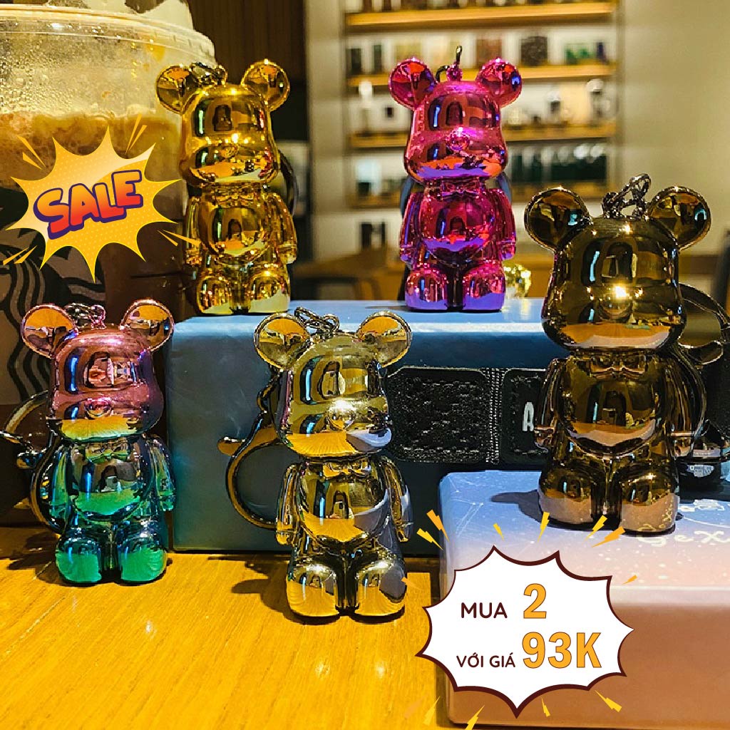 Móc Khoá Cute KOBI Cao Cấp, Móc Khóa Phụ Kiện Túi Xách Gấu Bearbrick Đá Hàn Quốc đủ màu sắc hot trend Tiktok