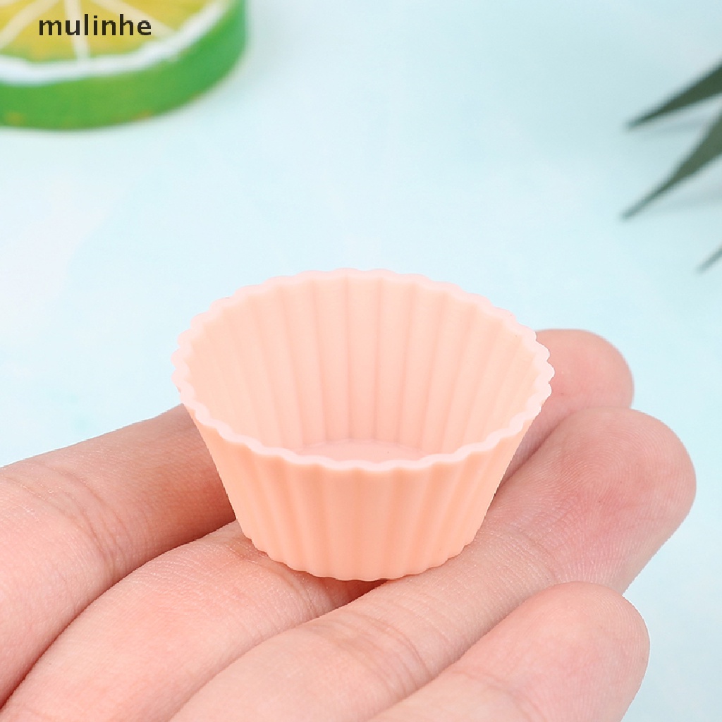 Set 10 Khuôn Silicon Làm Bánh Cupcake Hình Tròn Tiện Dụng