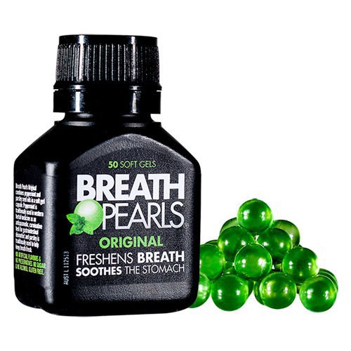Viên uống thơm miệng thảo dược Breath Pearls, Úc  giảm mùi miệng cho người lớn, phụ nữ và bé trên 6 tuổi