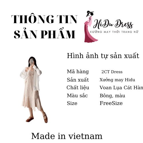 Đầm hai dây dáng dài hoa nhí dễ thương HiDu