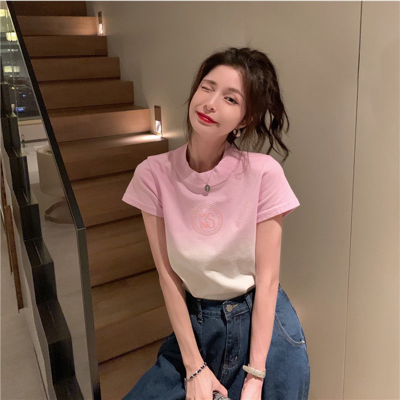 Áo Thun Nữ Ngắn Tay Màu Nhuộm Phong Cách Hàn Quốc Thời Trang Cho Áo phông Nữ TX-64