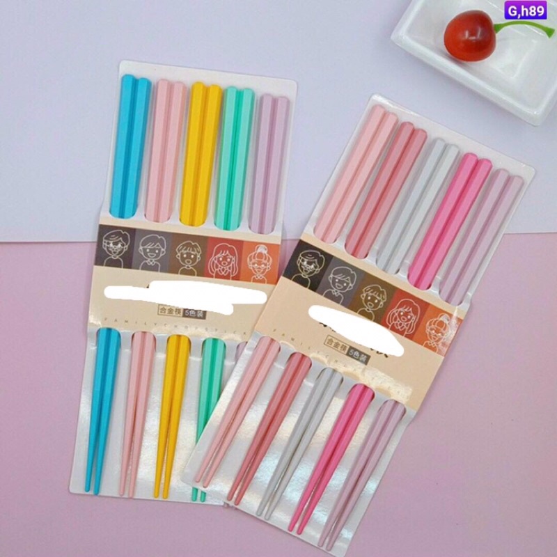 set 5 đũa ăn chống mốc - đầu đũa chống trơn trượt