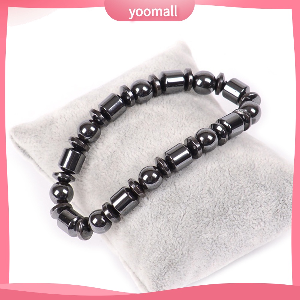 Vòng Đeo Tay Đá Hematite Nam Châm Sinh Học Màu Đen Giúp Giảm Cân