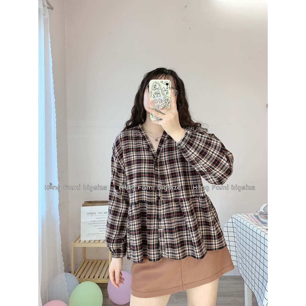 Áo kẻ babydoll Bigsize (A338)