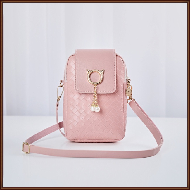 Túi Đựng Điện Thoại Bằng Da Pu Đính Ngọc Trai Thời Trang Cho Nữ