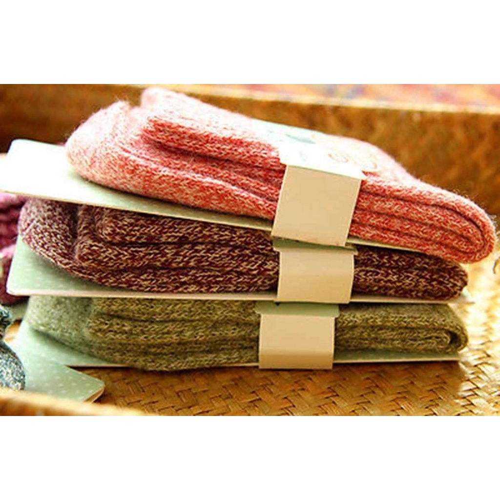 Set 5 Đôi Tất Len Cashmere Mềm Mại Trơn Màu Cho Nữ