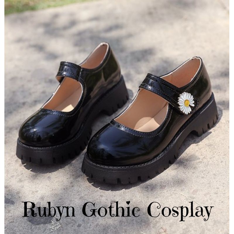 Giày Búp Bê Lolita hoa cúc quai dán vintage xinh xắn