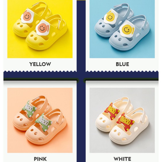 (Quảng Châu Loại 1)Dép sandal Mario 1-5 tuổi, sục cross cho bé trai bé gái siêu nhẹ, quai rán,chống trơn trượt