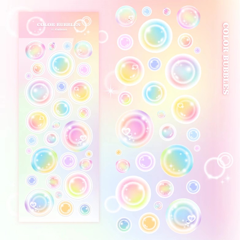 Flowertree 1 Miếng Dán Hình Bong Bóng Nhiều Màu Trang Trí Scrapbook