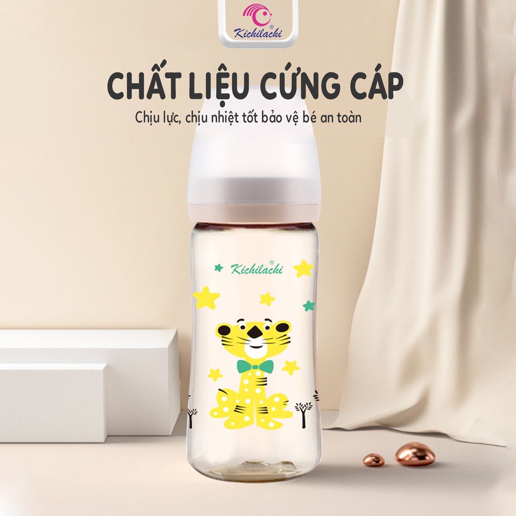 Bình sữa cổ rộng KICHI CON HỔ Cảm biến nhiệt PPSU Cao cấp 170ML/270Ml