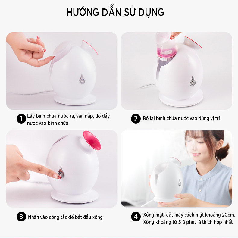 Máy Xông Hơi Mặt Mini Cao Cấp K-SKIN, Công Nghệ Phun Nano ION giúp thẩm thấu sâu, phục hồi da