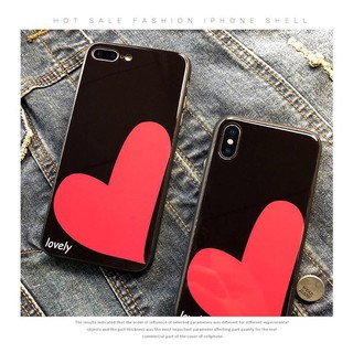 Ốp Cường Lực Tim Đỏ Đen ip6,6s,6plus,6splus,7,7plus,8,8plus,X