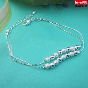 Vòng tay chuỗi 16 hạt mạ bạc có chuỗi xích mở rộng phong cách Hàn Quốc dành cho nữ