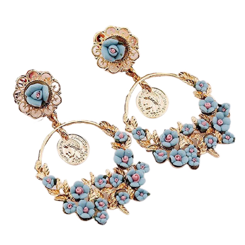 Cặp khuyên tai hợp kim hình hoa thời trang trẻ trung cá tính dành cho nữ