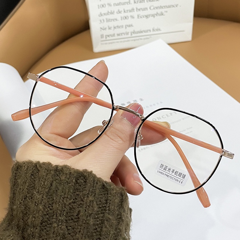 Kính Mát Hình Oval Gọng Kim Loại Chống Bức Xạ Thời Trang