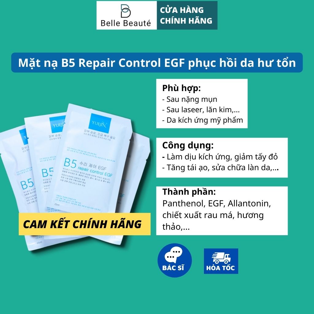 [CHÍNH HÃNG] Mặt nạ phục hồi da Yuejin B5 EGF giúp dịu da giảm đỏ nhanh chóng 1 miếng | WebRaoVat - webraovat.net.vn