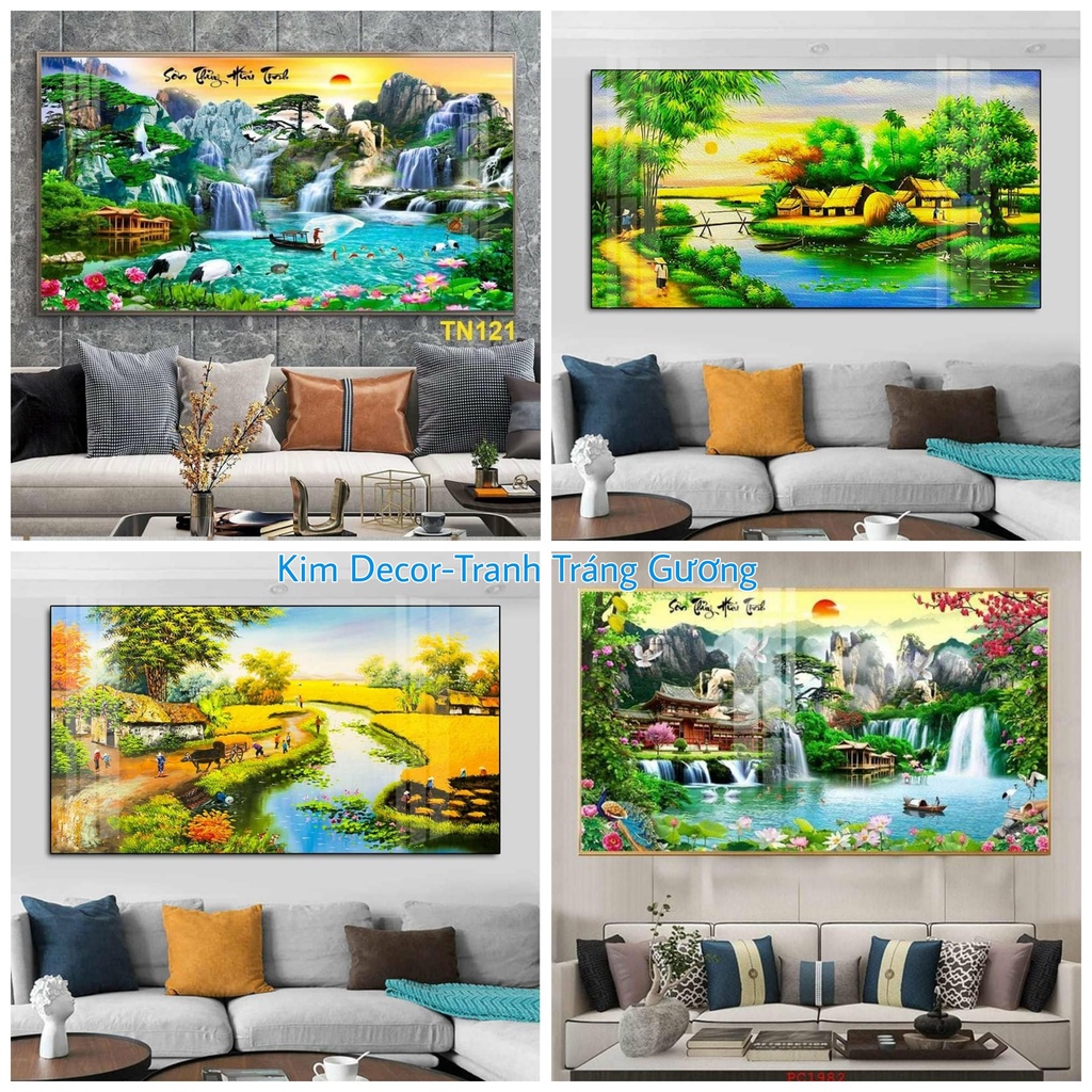 Tranh tráng gương 5D-  Sơn Thủy Hữu Tình, Phong Cảnh Đồng Quê- Giá xưởng siêu rẻ