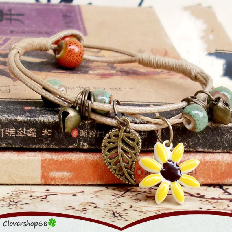 Vòng đeo tay hạt gốm hoa cúc cực xinh | BigBuy360 - bigbuy360.vn