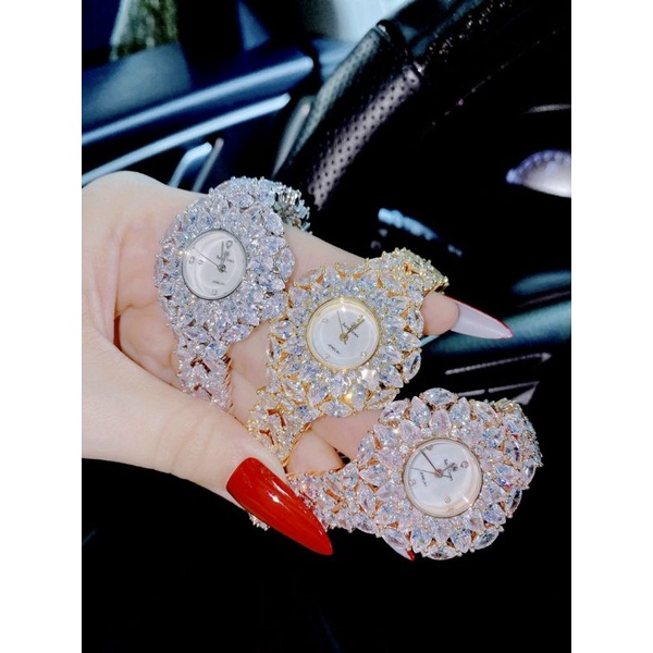 Đồng hồ đeo tay nữ, đồng hồ nữ Royal Crown nạm kim cương nhân tạo siêu cấp, sáng lấp lánh, full box sang chảnh cho nữ