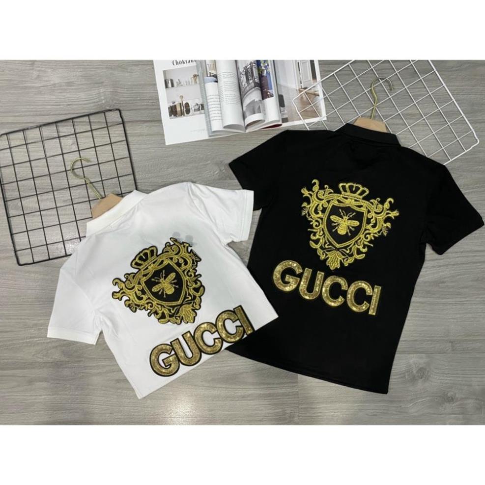 [Mã SRBACK010912 hoàn 20K xu đơn 50K] [Siêu Ưu Đãi] Áo thun nam ngắn tay cổ trụ kim sa hoa tiết GUCCI thêu con ong | BigBuy360 - bigbuy360.vn