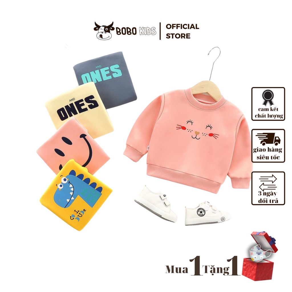Áo Nỉ Bé Trai Và Bé Gái BoBoKids, Áo Sweater Dài Tay Cho Trẻ Em Từ 1,5-10 Tuổi Phong Cách Hàn Quốc