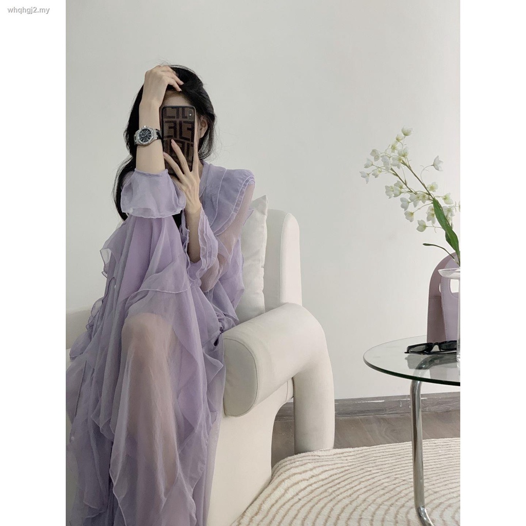 Set Áo Sơ Mi Màu Tím Và Chân Váy Phong Cách Hong Kong Cổ Điển Thời Trang