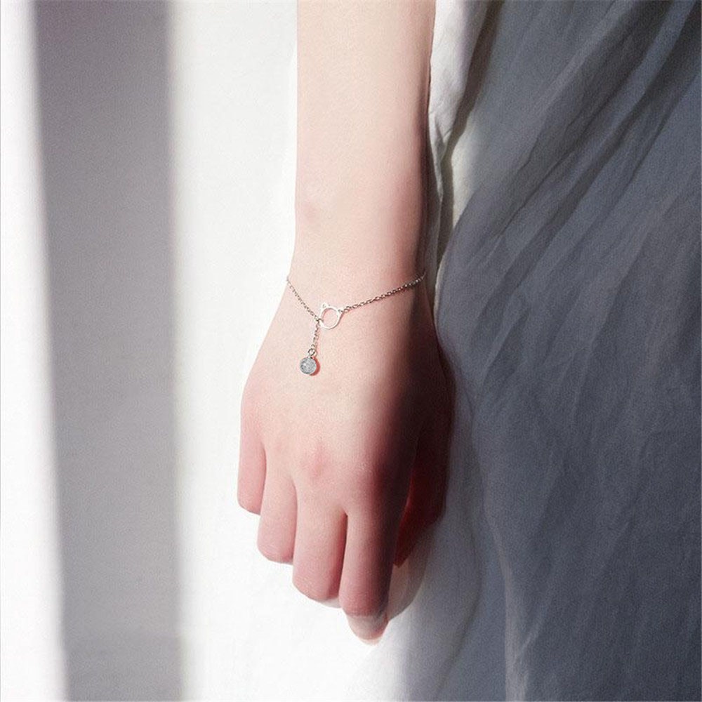 Cod In Stock New Vòng Tay Hợp Kim Hình Mèo Đính Đá Xinh Xắn