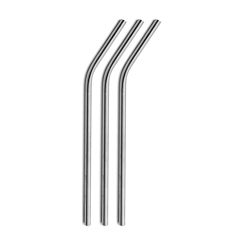 3 Pcs Stainless Steel Metal Drinking Straw Straws + 1 Cleaner Brush