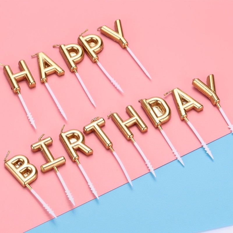 Combo 10 vỉ Nến Nhũ HappyBirthday trang trí bánh kem,trang trí bánh sinh nhật