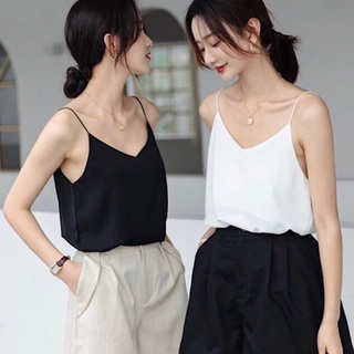 Áo lụa 2 dây cổ v chất lụa đẹp mặc bên trong vest ,blazer,áo 2 dây tim trước tim sau có đáp cổ.