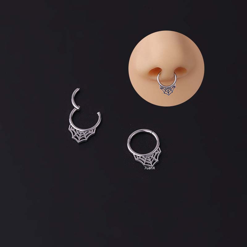 1 Khuyên Mũi Hình Mạng Nhện 8mm Bằng Thép Không Gỉ 16G