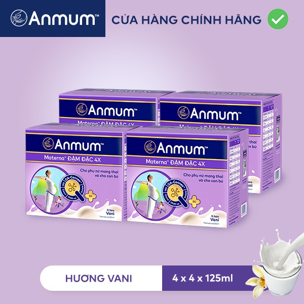 Combo 4 Lốc Sữa nước Anmum Materna Đậm Đặc 4X Hương Vanilla