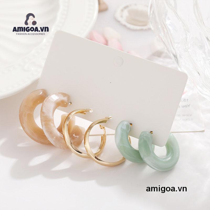 ✨✨Set 5 Đôi Khuyên Tai Kim Loại / Acrylic Hình Bướm / Ngọc Trai Đơn Giản Thời Trang