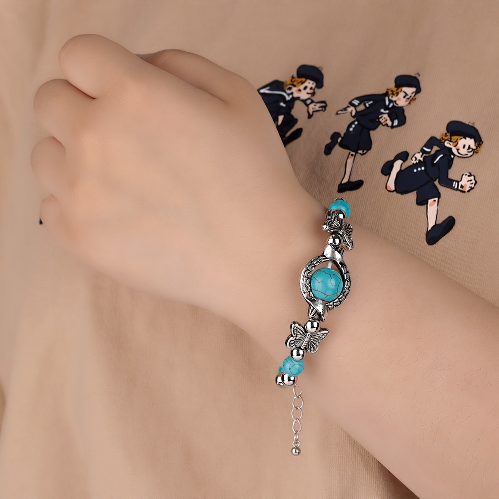 Vòng Tay Chuỗi Hạt Đá Ngọc Lam / Bướm Phong Cách Boho Cổ Điển