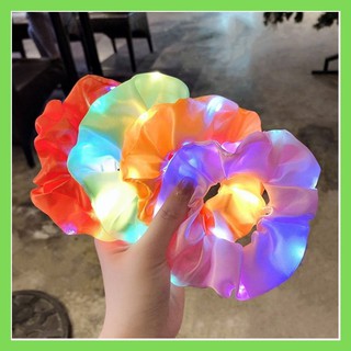 ( Hot) Dây Buộc Tóc Scrunchies Phát Sáng Kiểu Hàn QUốc, Siêu Cute Bằng Vải, Có Đèn Led, Phát Sáng Trong Đêm Siêu Đẹp