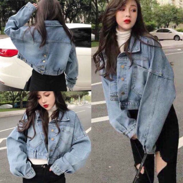 (Video+ảnh thật) Áo khoác bò 🍁áo khoác jeans nữ dáng ngắn,áo khoác bò phối khuy sau thời trang hàn quốc, XUONGMAYHANOI.2