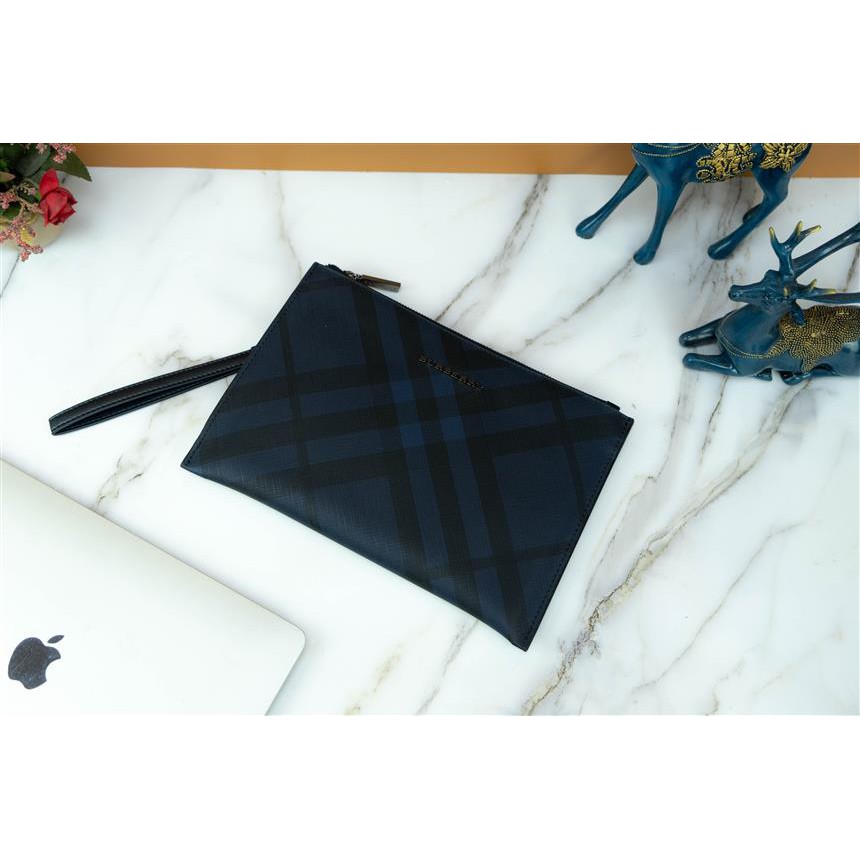 TÚI VÍ CLUTCH DA CẦM TAY NAM NỮ BURBERRY1627 DA THẬT CHUẨN ẢNH THẬT