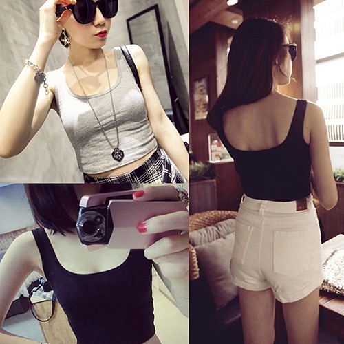 Áo Croptop ba lỗ thể thao không tay màu trơn thời trang quyến rũ cho nữ | BigBuy360 - bigbuy360.vn