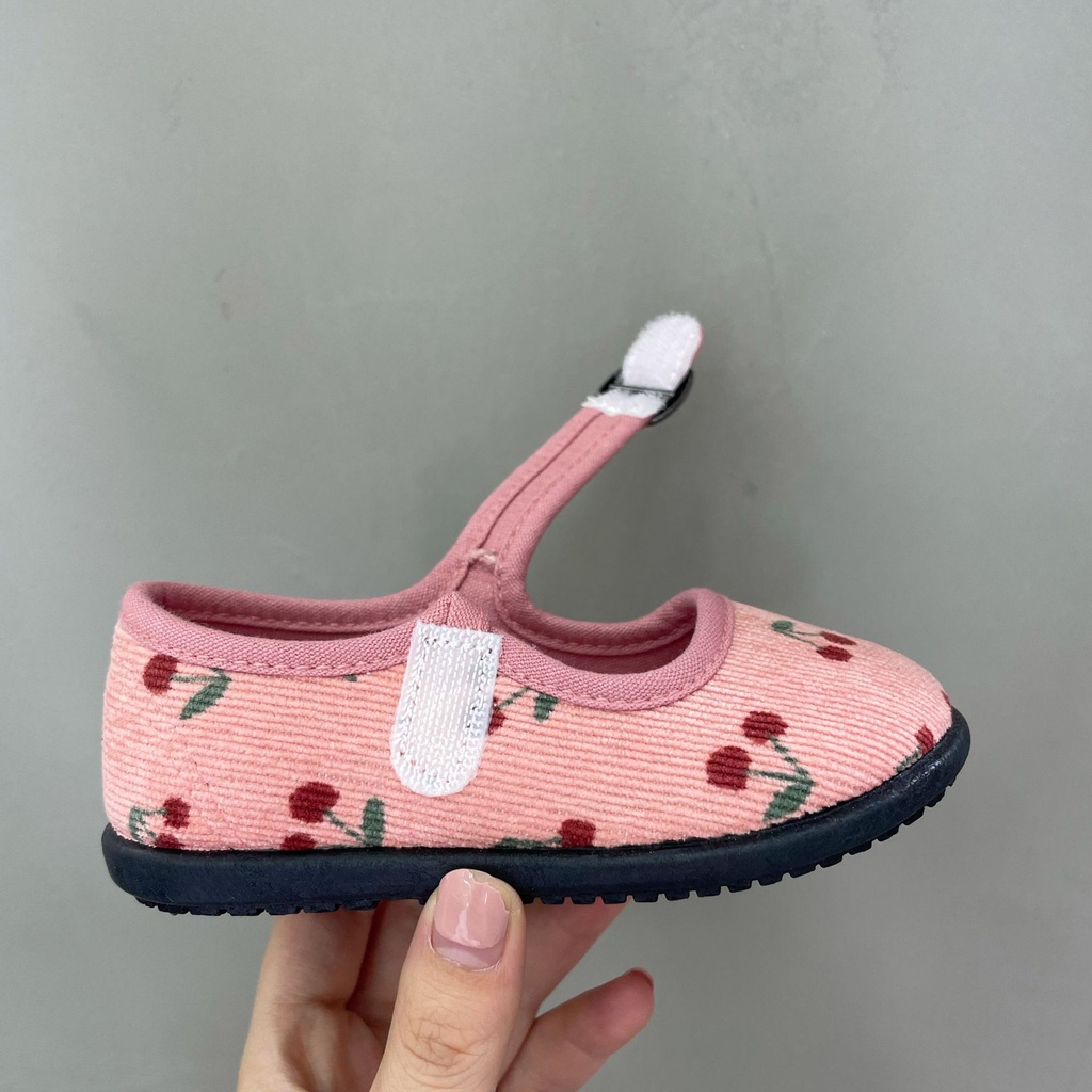 Giày Vải Nhung Họa Tiết Hoa Phong Cách retro Cho Bé Gái
