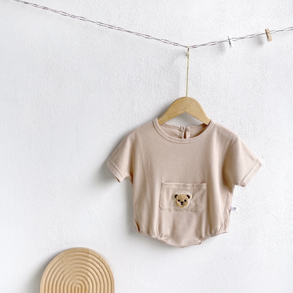 Áo Liền Quần Tay Cánh Dơi In Hình Gấu Dễ Thương Thời Trang Mùa Hè Cho Bé Sơ Sinh