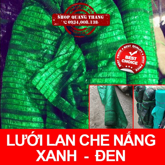 2m Lưới lan che nắng chống nóng Thái lan XANH ĐEN 2m