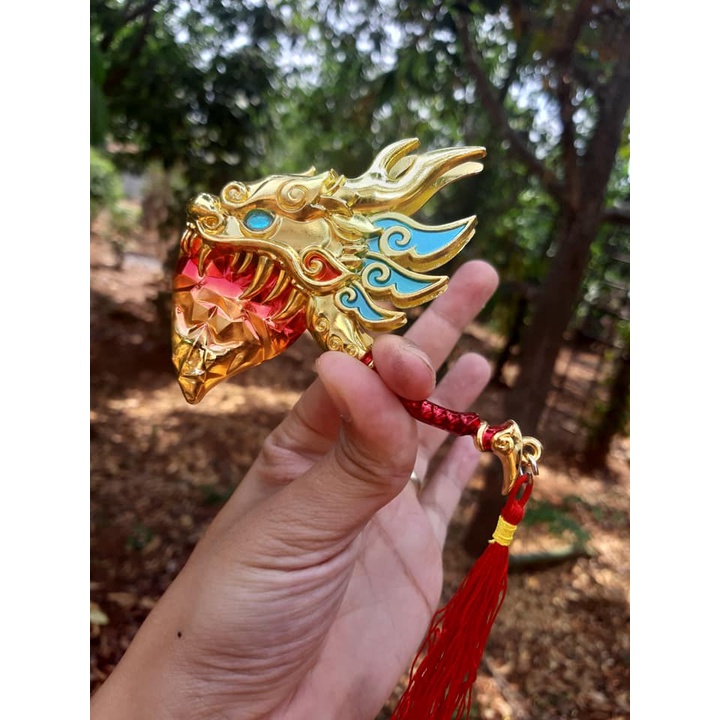 [ Tặng đế ][ 10cm ] Móc khóa hợp kim Rìu đầu rồng mini - Mộng ảo Tây Du - Baystore